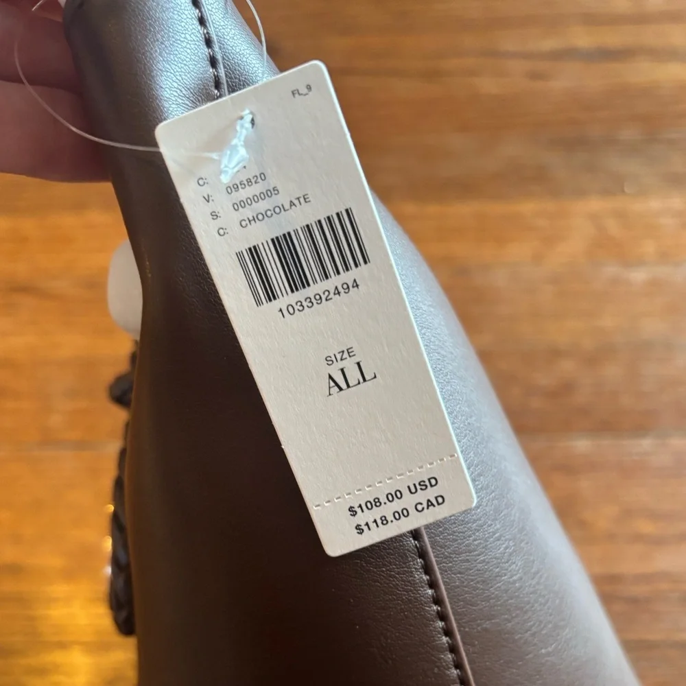 NWT Anthropologie / Aota Twist Tie Top-Handle Bucket Bag Chocolate Brown Woven